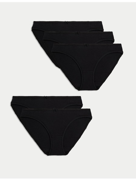 Marks & Spencer Marks & Spencer Schwarzer Bikinislip aus Baumwolle mit Lycra®, 5er-Pack