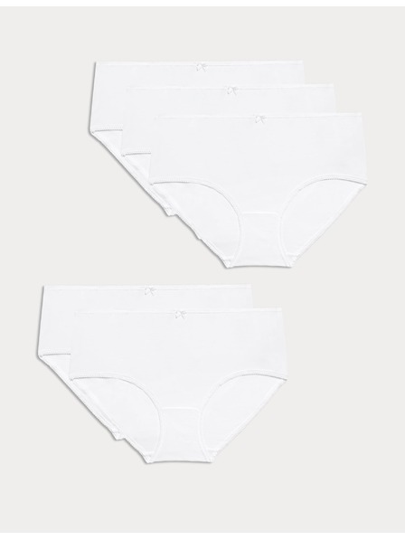 Marks & Spencer Baumwoll-Lycra®-Midislip, 5er-Pack Marks & Spencer weiß