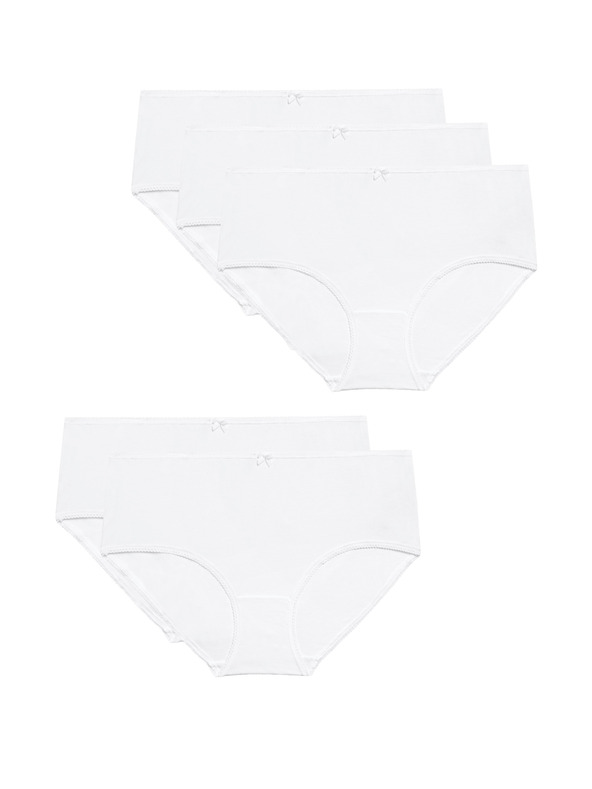 Marks & Spencer Baumwoll-Lycra®-Midislip, 5er-Pack Marks & Spencer weiß