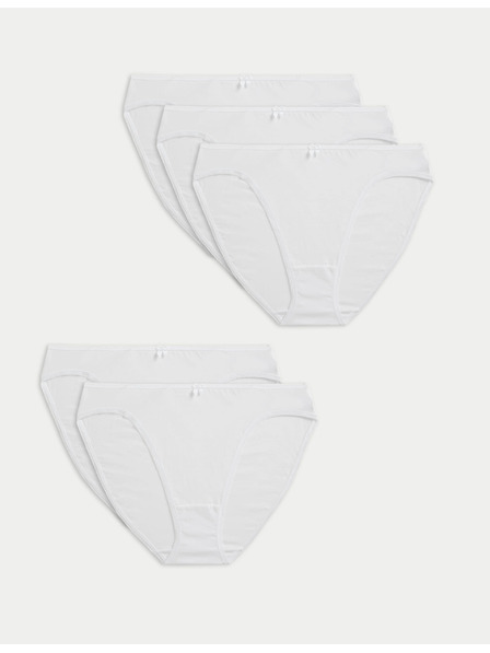Marks & Spencer Hochgeschnittene Höschen aus Baumwolle und Lycra®, 5 Stück pro Packung Marks & Spencer weiß