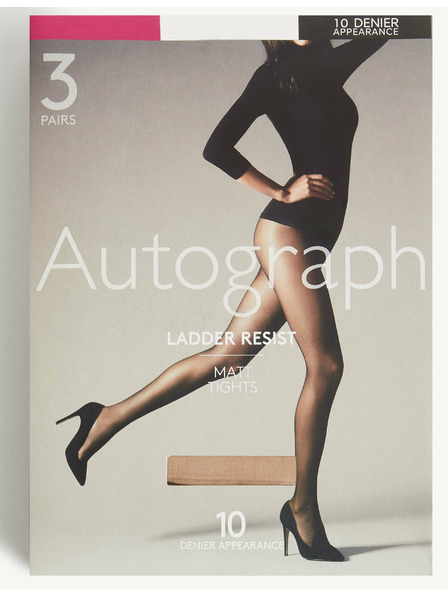 Marks & Spencer Strumpfhose 10 DEN fest und matt, 3 Stück Marks & Spencer beige