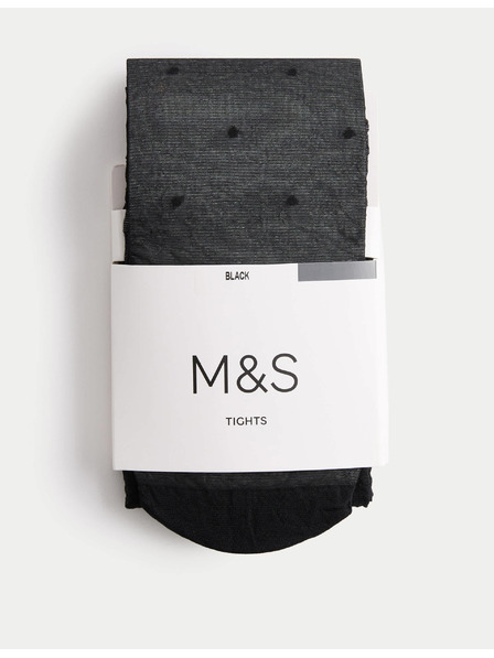 Marks & Spencer Schwarze Marks & Spencer Damen Strumpfhose mit Punkten 20 DEN