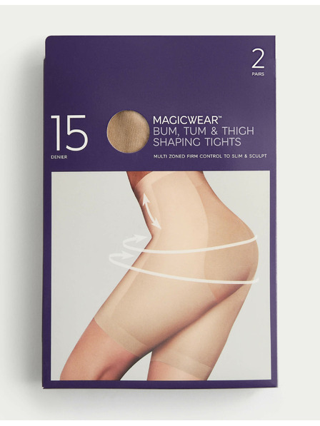 Marks & Spencer Set mit zwei Paar durchsichtigen Damenstrumpfhosen in Beige 15 DEN Marks & Spencer Magicwear™