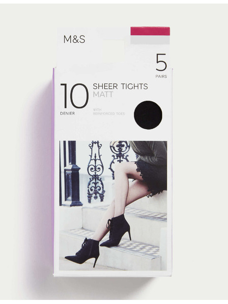 Marks & Spencer Fünf schwarze Marks & Spencer Damenstrumpfhosen mit 10 DEN