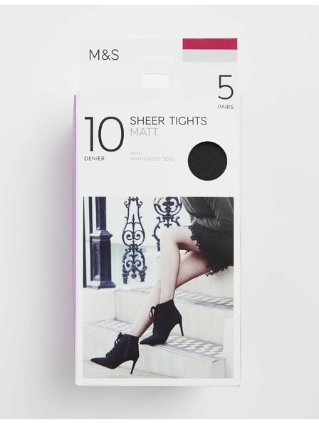 Marks & Spencer Dunkelgraue Damenstrumpfhose 10 DEN, 5 Paar pro Packung Marks & Spencer