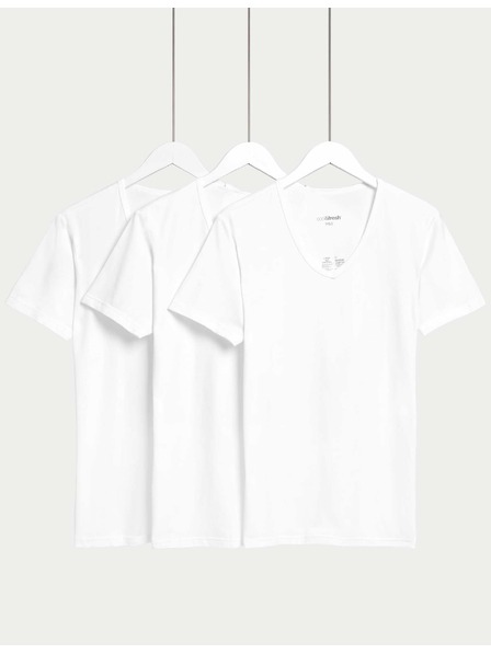 Marks & Spencer Dreier-Set Basic-T-Shirts für Herren in Weiß mit Marks & Spencer Cool & Fresh™ Technologie