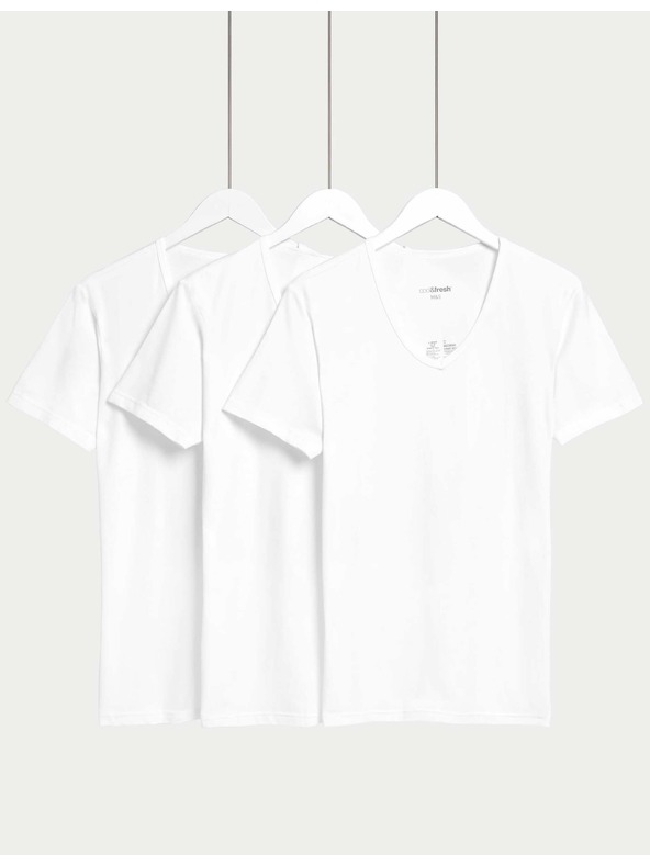 Marks & Spencer Dreier-Set Basic-T-Shirts für Herren in Weiß mit Marks & Spencer Cool & Fresh™ Technologie