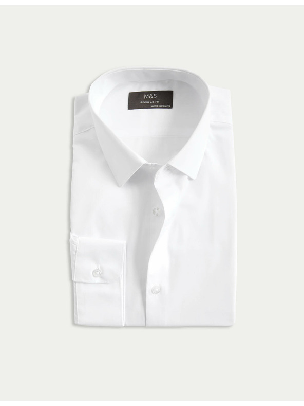 Marks & Spencer Hemd mit normaler Passform, bügelleicht Marks & Spencer weiß