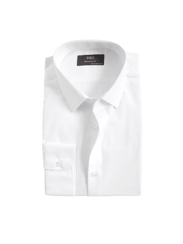 Marks & Spencer Hemd mit normaler Passform, bügelleicht Marks & Spencer weiß