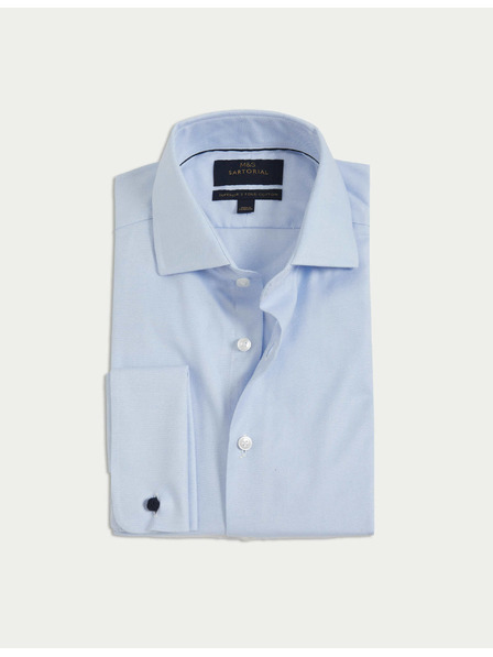 Marks & Spencer Leicht tailliertes Hemd aus luxuriöser Baumwolle mit doppelter Manschette Marks & Spencer