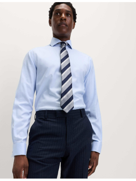 Marks & Spencer Slim Fit Hemd aus luxuriöser Baumwolle mit doppelter Manschette Marks & Spencer blau