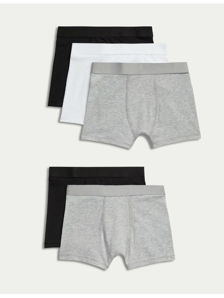 Marks & Spencer Einfarbige hohe Baumwollshorts (2-16 Jahre), 5er-Set Marks & Spencer grau