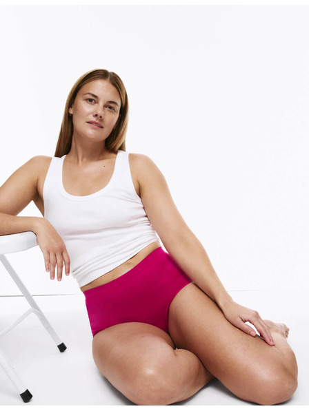 Marks & Spencer Stoma-Höschen aus Baumwolle mit hoher Taille, 3 Stück Marks & Spencer rosa