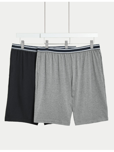 Marks & Spencer Zweier-Set Marks & Spencer Herren-Pyjama-Shorts aus reiner Baumwolle, grau