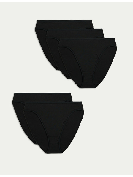 Marks & Spencer 5er-Pack Taillenslips aus Baumwolle und Modal, ohne sichtbaren Saum und hochgeschnitten Marks & Spencer schwarz