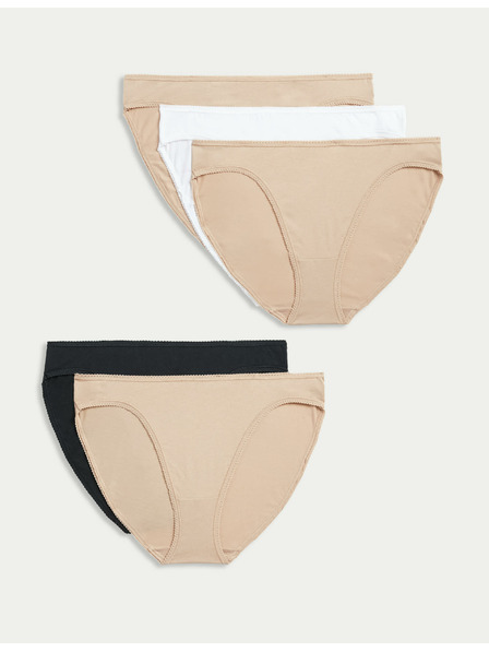 Marks & Spencer Fünfer-Set Damenslips in Beige, Weiß und Schwarz Marks & Spencer