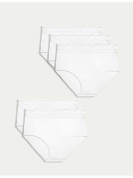 Marks & Spencer Fünfer-Set Damen-Chinos mit Spitzendetail in Weiß Marks & Spencer
