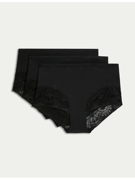 Marks & Spencer Dreier-Set Damenhöschen mit hoher Taille aus schwarzer Spitze von Marks & Spencer