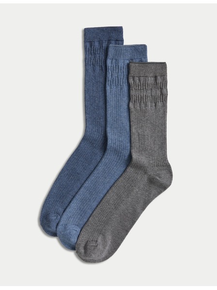 Marks & Spencer Drei Paar Herrensocken in blau und grau Marks & Spencer