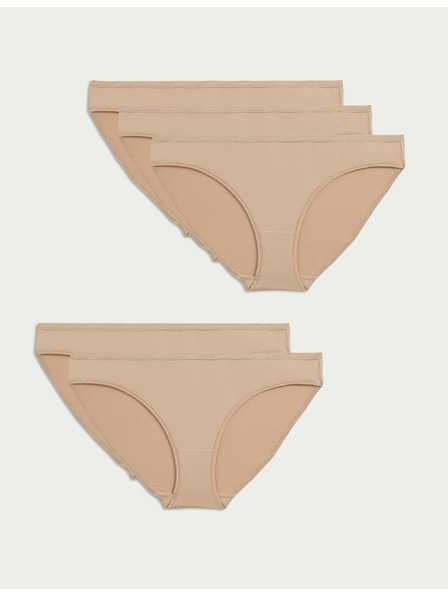 Marks & Spencer Tief ausgeschnittene Bikinihose aus Mikrofaser, ohne sichtbaren Saum, 5 Stück pro Packung Marks & Spencer beige
