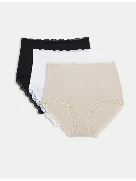 Marks & Spencer Baumwollslip mit hoher Taille, 3 Stück Marks & Spencer beige