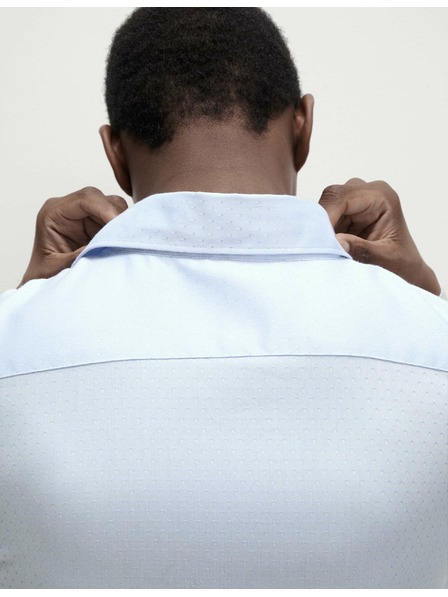 Marks & Spencer Regular Fit Hemd aus reiner Baumwolle mit kleinen Tupfen Marks & Spencer blau