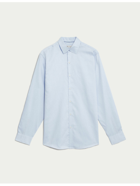 Marks & Spencer Regular Fit Hemd aus reiner Baumwolle mit kleinen Tupfen Marks & Spencer blau