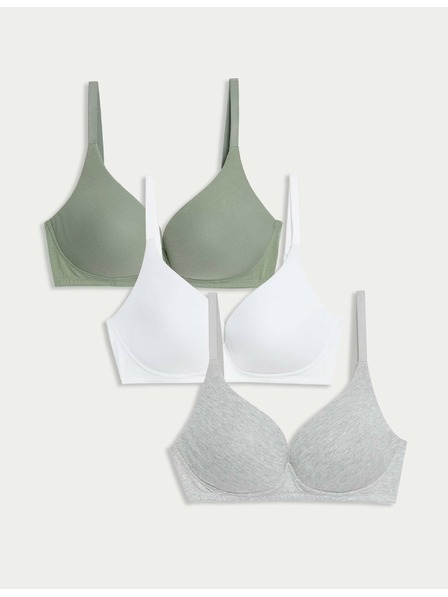Marks & Spencer Glatter Bügel-BH mit Dekolleté, Größe 4, Größe 5, mit Bügel. A-E, 3er-Pack Marks & Spencer grün