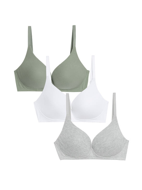 Marks & Spencer Glatter Bügel-BH mit Dekolleté, Größe 4, Größe 5, mit Bügel. A-E, 3er-Pack Marks & Spencer grün