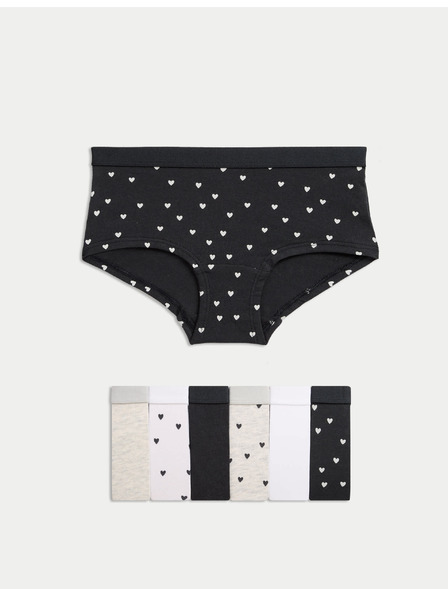 Marks & Spencer Heart Print Shorts with High Cotton Content, 7 Pieces (5-16 years) Marks & Spencer black