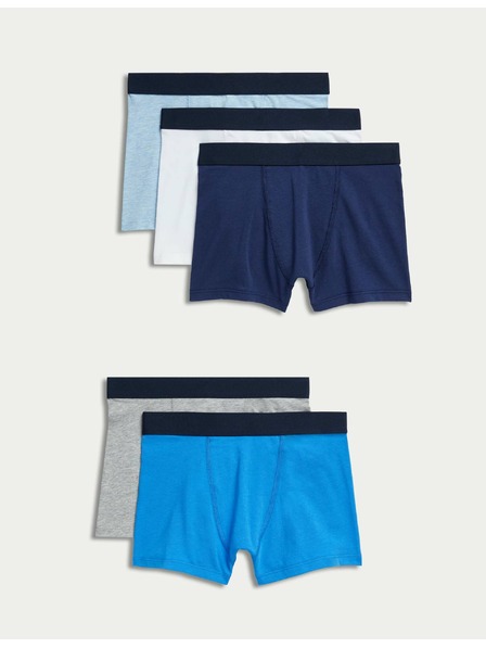Marks & Spencer Cotton Boxer Shorts (5-16 years), Pack of 5 Marks & Spencer blue