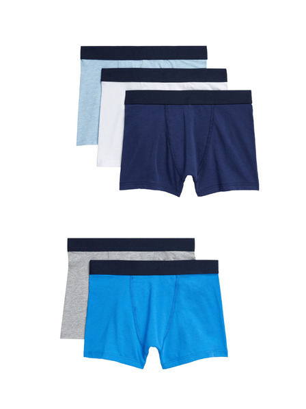 Marks & Spencer Cotton Boxer Shorts (5-16 years), Pack of 5 Marks & Spencer blue