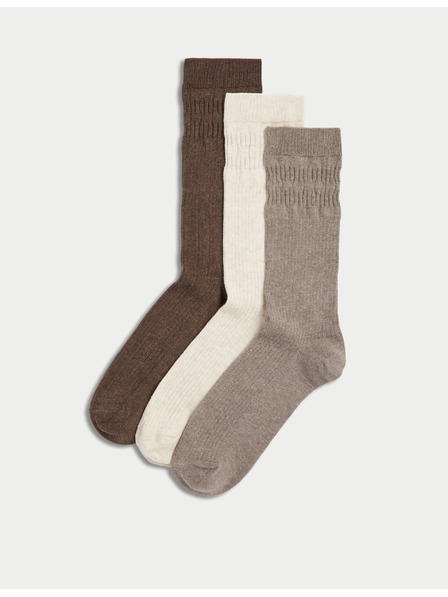 Marks & Spencer 3 Paar Socken mit feinem Bund Marks & Spencer braun