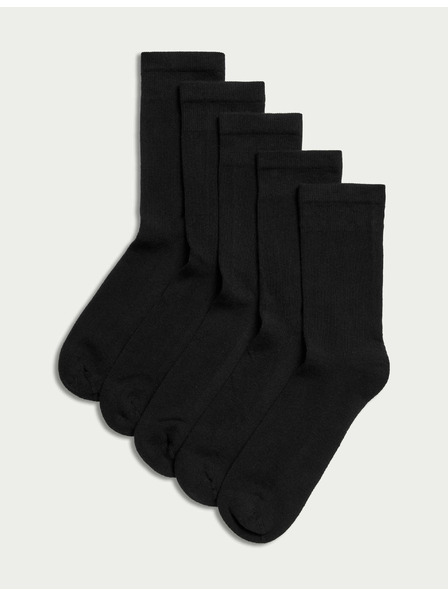 Marks & Spencer Pack of 5 pairs of extremely comfortable ankle socks with high cotton content Marks & Spencer black
