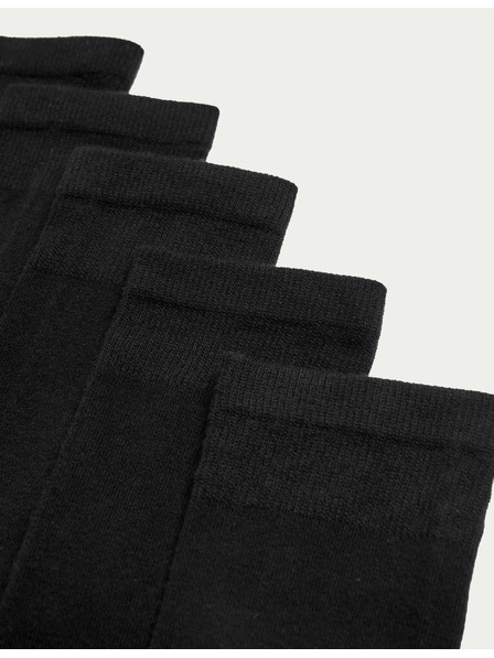 Marks & Spencer Pack of 5 pairs of extremely comfortable ankle socks with high cotton content Marks & Spencer black
