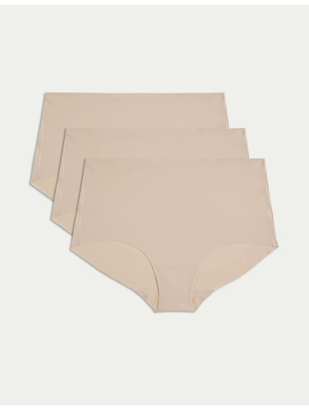 Marks & Spencer Shorty panties without visible hems with high waist, 3-pack Marks & Spencer beige