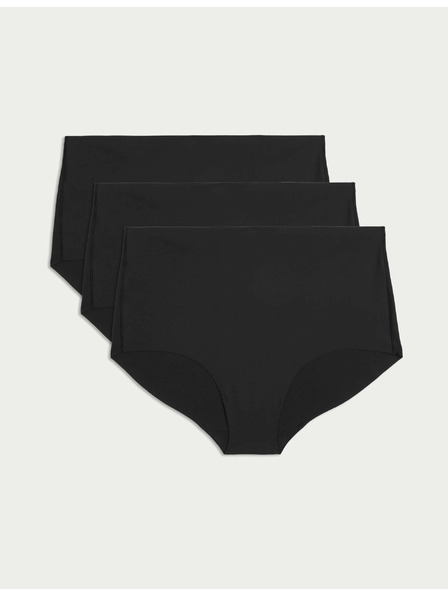 Marks & Spencer Shorty panties without visible hems with high waist, 3-pack Marks & Spencer black