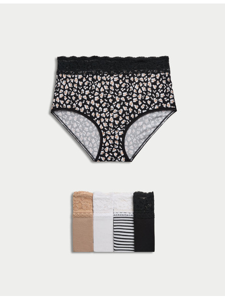 Marks & Spencer Hüftslip mit Muster und hohem Baumwollanteil, 5er-Pack von Marks & Spencer in Weiß
