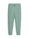 Marks & Spencer Ribbed pajama pants with cuffed hems, with lace Marks & Spencer green