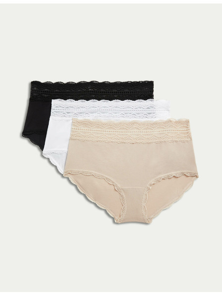 Marks & Spencer Shorts mit hoher Taille und hohem Baumwollanteil, 3er-Pack Marks & Spencer beige