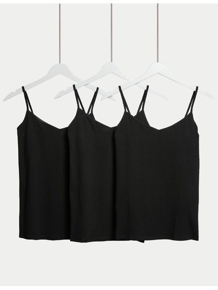 Marks & Spencer Träger-Top mit hohem Baumwollanteil, 3er-Pack Marks & Spencer schwarz