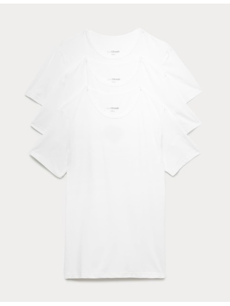 Marks & Spencer Dreier-Set Basic-T-Shirts für Herren in Weiß mit Marks & Spencer Cool & Fresh™ Technologie