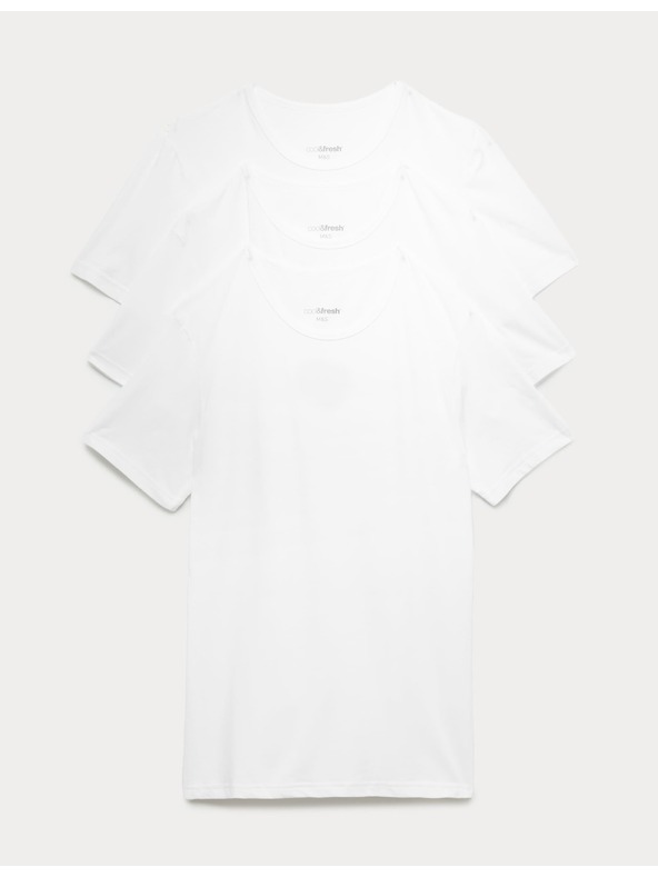 Marks & Spencer Dreier-Set Basic-T-Shirts für Herren in Weiß mit Marks & Spencer Cool & Fresh™ Technologie