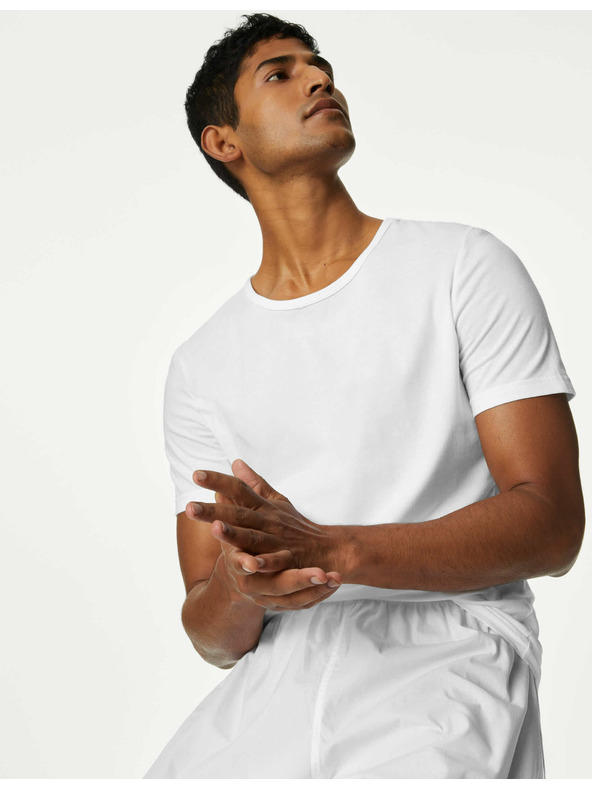 Marks & Spencer Dreier-Set Basic-T-Shirts für Herren in Weiß mit Marks & Spencer Cool & Fresh™ Technologie