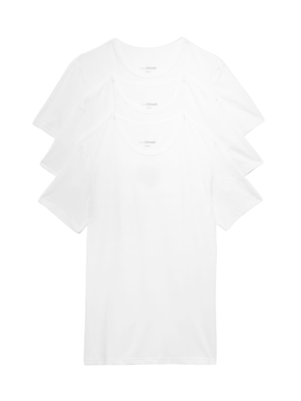 Marks & Spencer Dreier-Set Basic-T-Shirts für Herren in Weiß mit Marks & Spencer Cool & Fresh™ Technologie