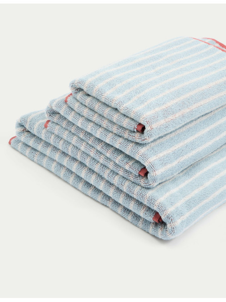 Marks & Spencer Gestreifter Handtuch aus reiner Baumwolle Marks & Spencer blau