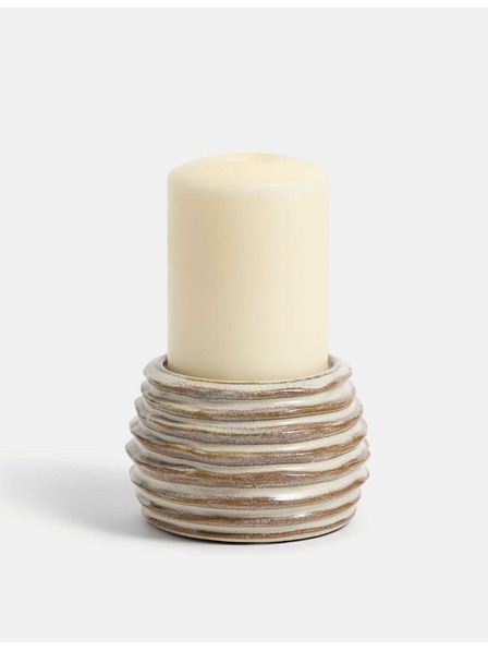 Marks & Spencer Gerippter Keramik-Kerzenhalter Marks & Spencer cremeweiß