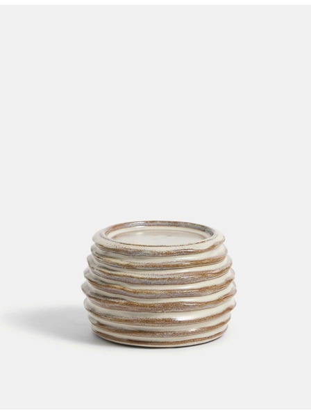 Marks & Spencer Gerippter Keramik-Kerzenhalter Marks & Spencer cremeweiß