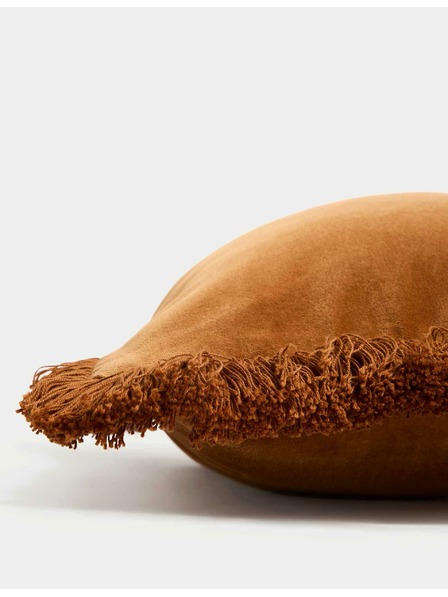 Marks & Spencer Samtiges Kissen mit Fransen, aus reiner Baumwolle Marks & Spencer gelb