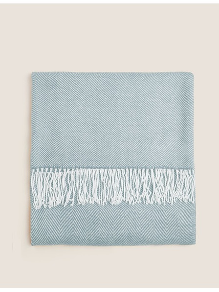 Marks & Spencer Überwurf mit Fischgrätenmuster Marks & Spencer blau